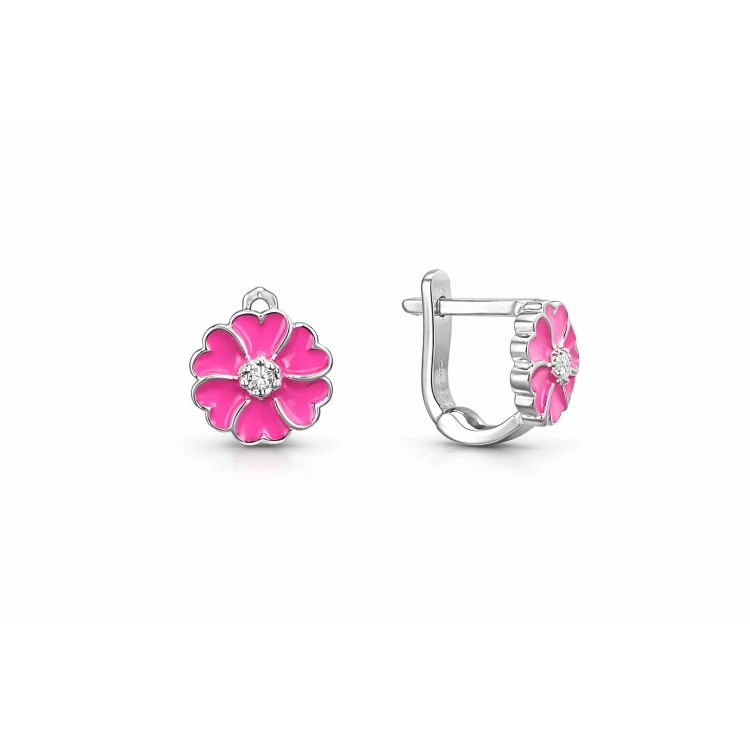 Детски сребърни обеци Flowery