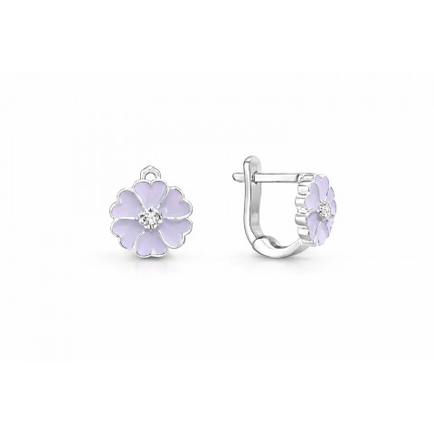 Детски сребърни обеци Flowery