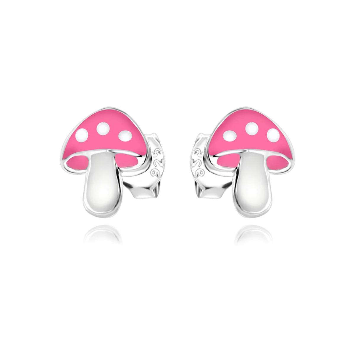 Детски сребърни обеци Pink Mushroom Детски сребърни обеци Pink Mushroom