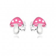 Детски сребърни обеци Pink Mushroom Детски сребърни обеци Pink Mushroom