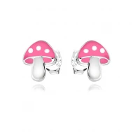 Детски сребърни обеци Pink Mushroom Детски сребърни обеци Pink Mushroom