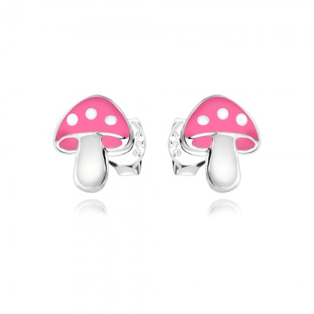 Детски сребърни обеци Pink Mushroom Детски сребърни обеци Pink Mushroom