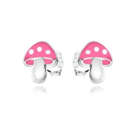 Детски сребърни обеци Pink Mushroom Детски сребърни обеци Pink Mushroom