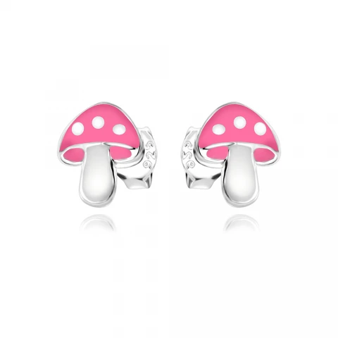 Детски сребърни обеци Pink Mushroom Детски сребърни обеци Pink Mushroom