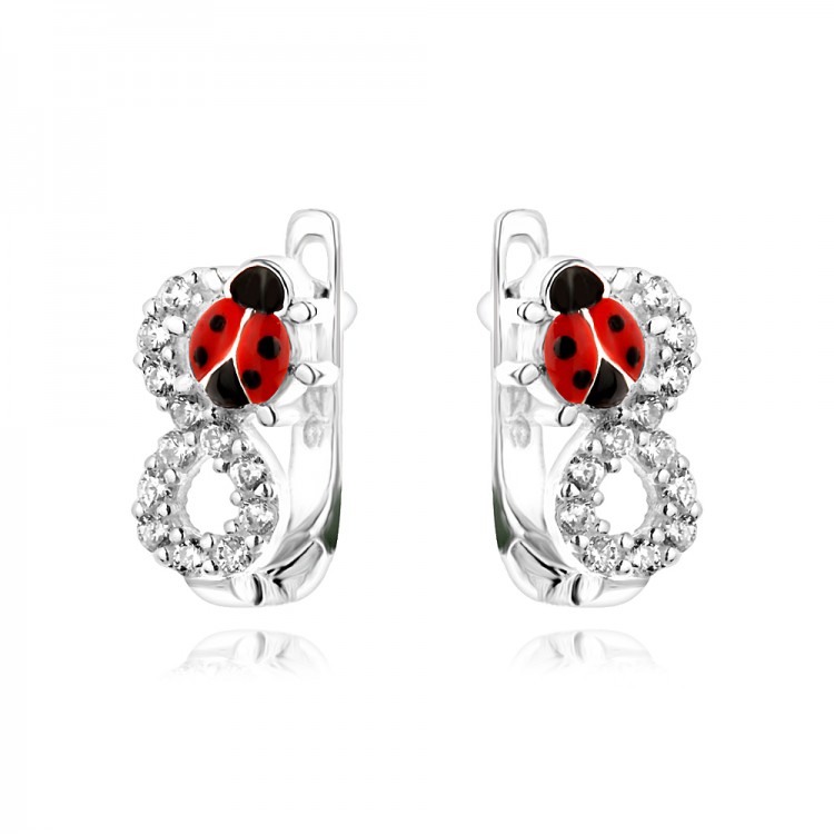 Детски сребърни обеци Ladybug Forever