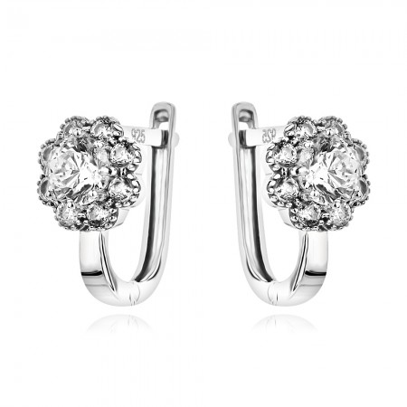 Детски сребърни обеци Camellia