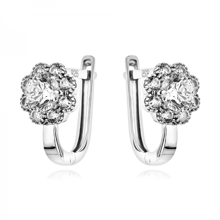 Детски сребърни обеци Camellia