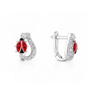 Детски сребърни обеци Shiny Ladybird