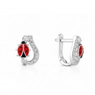 Детски сребърни обеци Shiny Ladybird
