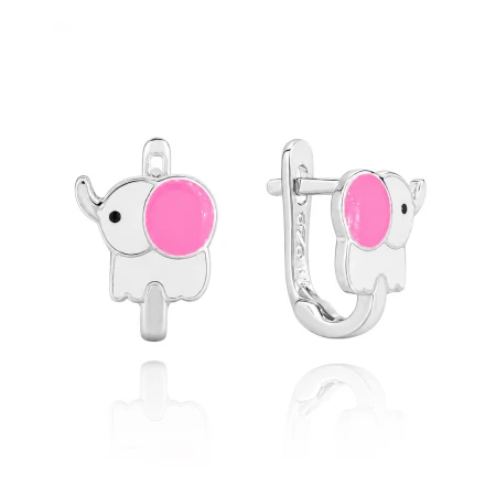 Детски сребърни обеци Pink Elephant Детски сребърни обеци Pink Elephant