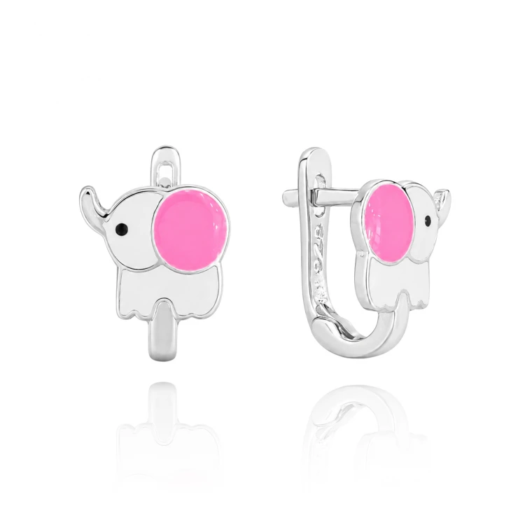 Детски сребърни обеци Pink Elephant Детски сребърни обеци Pink Elephant
