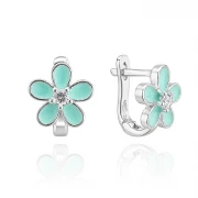 Детски сребърни обеци Minty Flower
