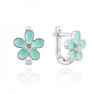 Детски сребърни обеци Minty Flower Детски сребърни обеци Minty Flower