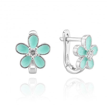 Детски сребърни обеци Minty Flower Детски сребърни обеци Minty Flower