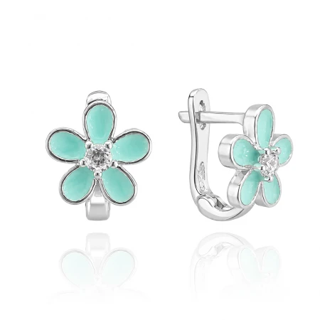 Детски сребърни обеци Minty Flower Детски сребърни обеци Minty Flower
