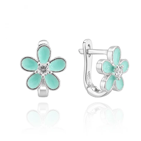 Детски сребърни обеци Minty Flower Детски сребърни обеци Minty Flower