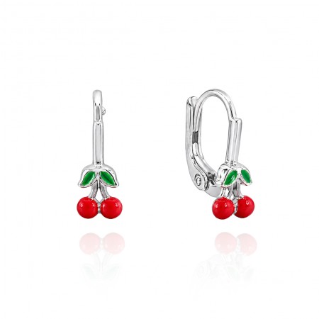 Детски сребърни обеци Red Cherry Детски сребърни обеци Red Cherry