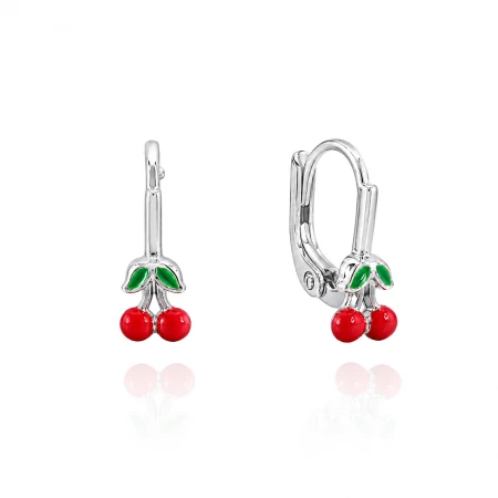 Детски сребърни обеци Red Cherry Детски сребърни обеци Red Cherry