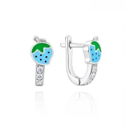 Детски сребърни обеци Blue Strawberry