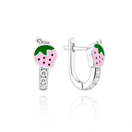 Детски сребърни обеци Pink Strawberry Детски сребърни обеци Pink Strawberry