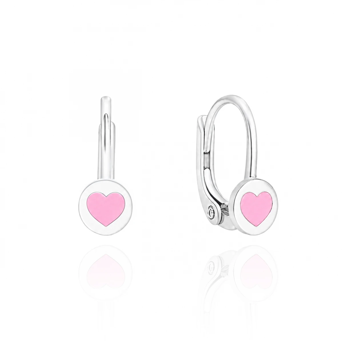 Детски сребърни обеци Pink Hearts