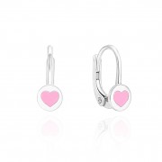 Детски сребърни обеци Pink Hearts
