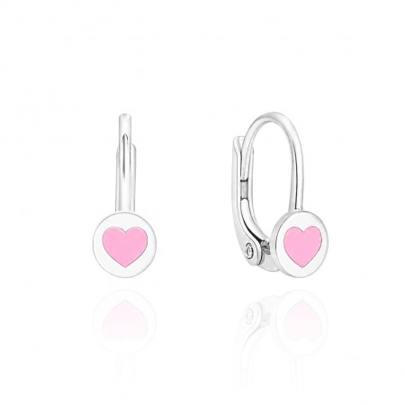 Детски сребърни обеци Pink Hearts Детски сребърни обеци Pink Hearts