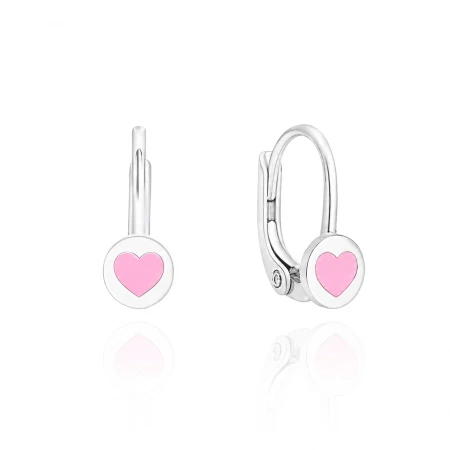 Детски сребърни обеци Pink Hearts Детски сребърни обеци Pink Hearts