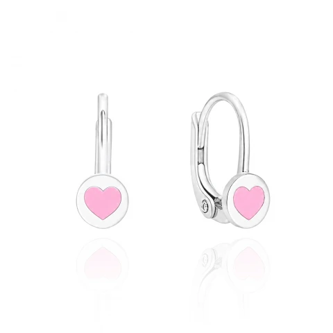 Детски сребърни обеци Pink Hearts Детски сребърни обеци Pink Hearts