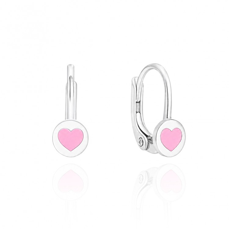 Детски сребърни обеци Pink Hearts Детски сребърни обеци Pink Hearts