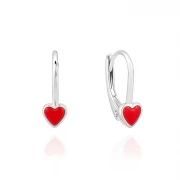 Детски сребърни обеци Red Heart