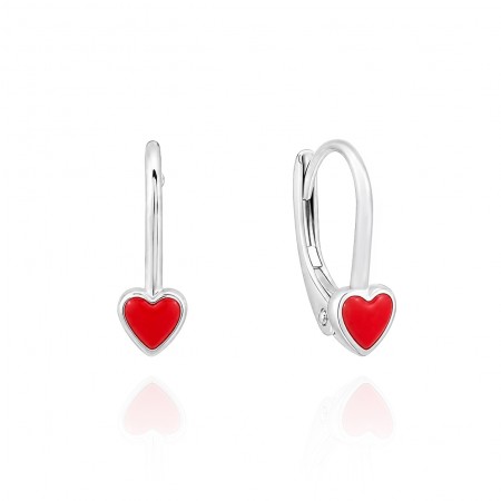 Детски сребърни обеци Red Heart Детски сребърни обеци Red Heart