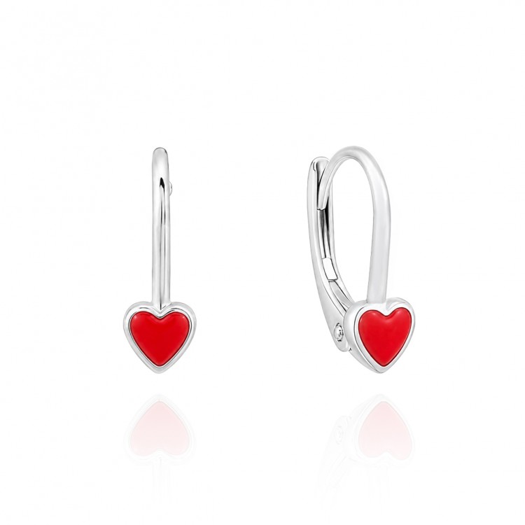 Детски сребърни обеци Red Heart Детски сребърни обеци Red Heart