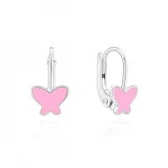 Детски сребърни обеци Pink Butterfly Детски сребърни обеци Pink Butterfly