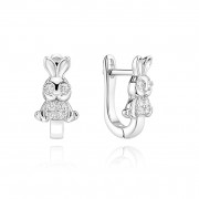 Детски сребърни обеци Rabbit