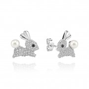 Детски сребърни обеци Rabbit