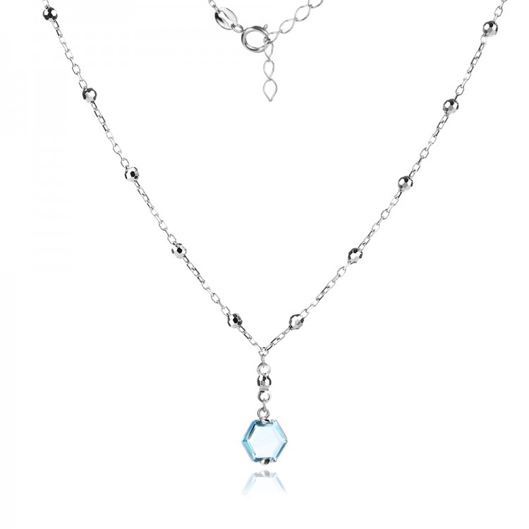 Сребърно колие Blue Shine