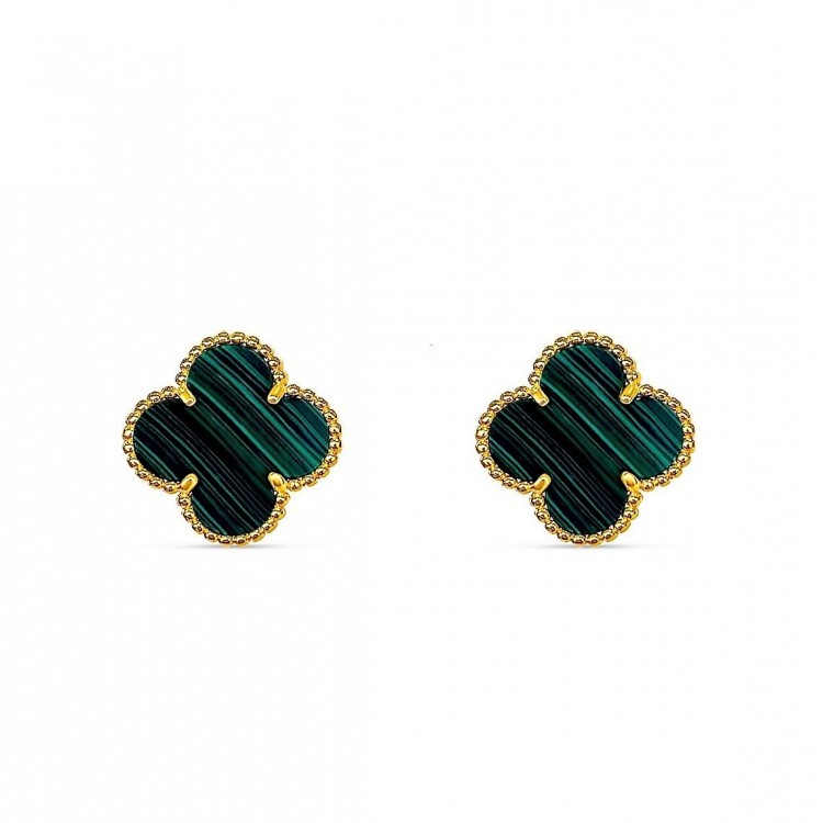 Златни обеци на винт Green Clover Златни обеци на винт Green Clover