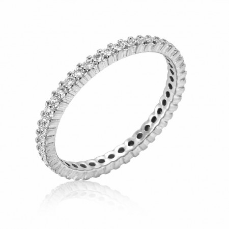 Сребърен пръстен с бели кубични цирконий 