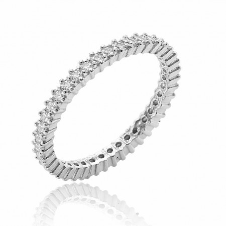 Сребърен пръстен с бели кубични цирконий 