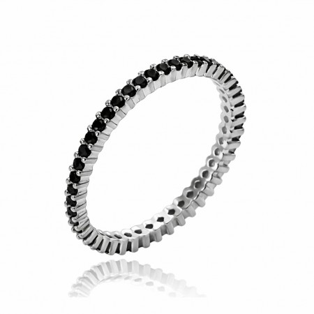 Сребърен пръстен с бели кубични цирконий 