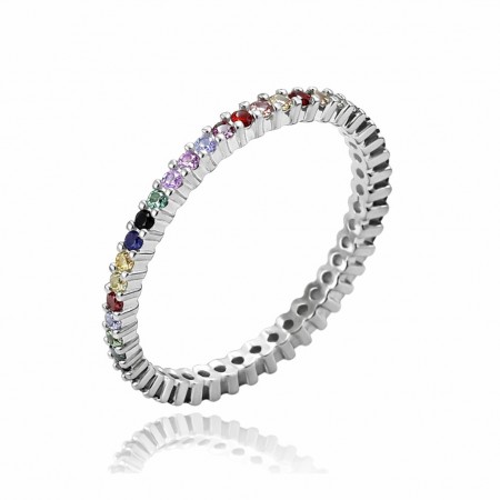 Сребърен пръстен с бели кубични цирконий 