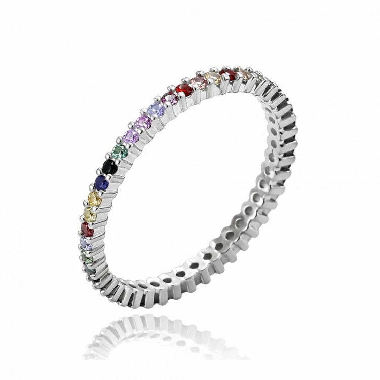 Сребърен пръстен с бели кубични цирконий - Пръстени