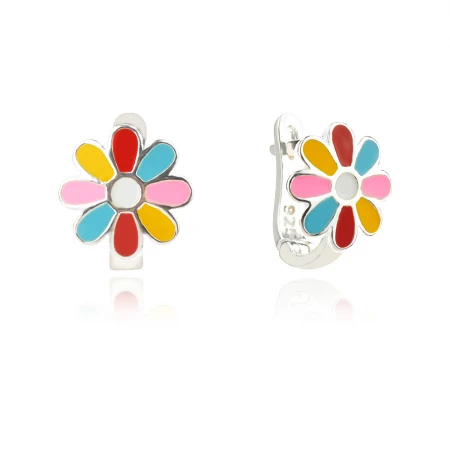 Детски сребърни обеци Flower