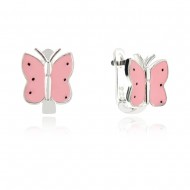 Детски сребърни обеци Pink butterfly