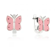 Детски сребърни обеци Pink butterfly