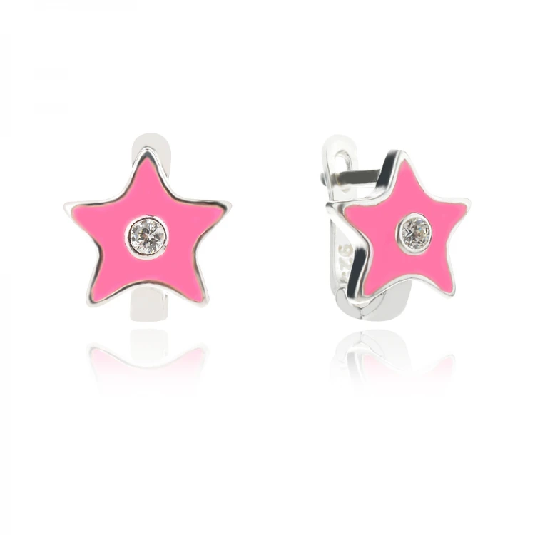 Детски сребърни обеци Pink Star Детски сребърни обеци Pink Star