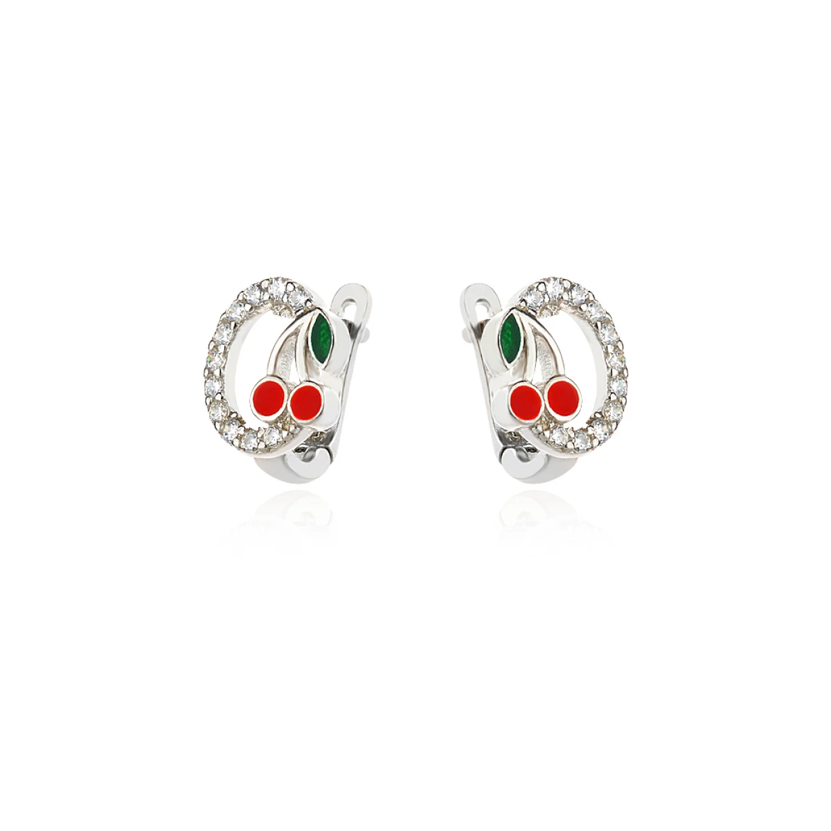 Детски сребърни обеци Cherry