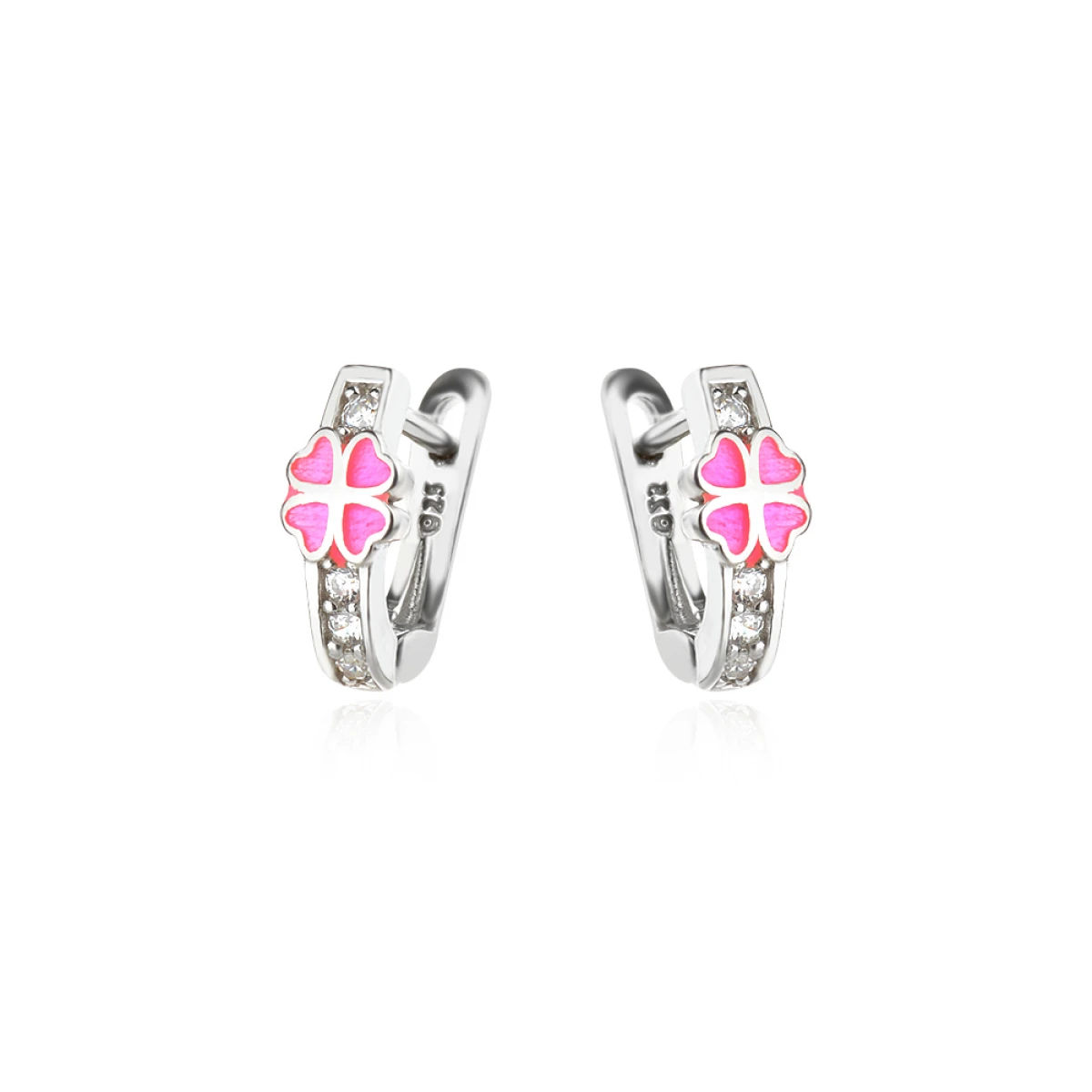 Детски сребърни обеци Pink