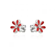 Детски сребърни обеци Red flowers Детски сребърни обеци Red flowers